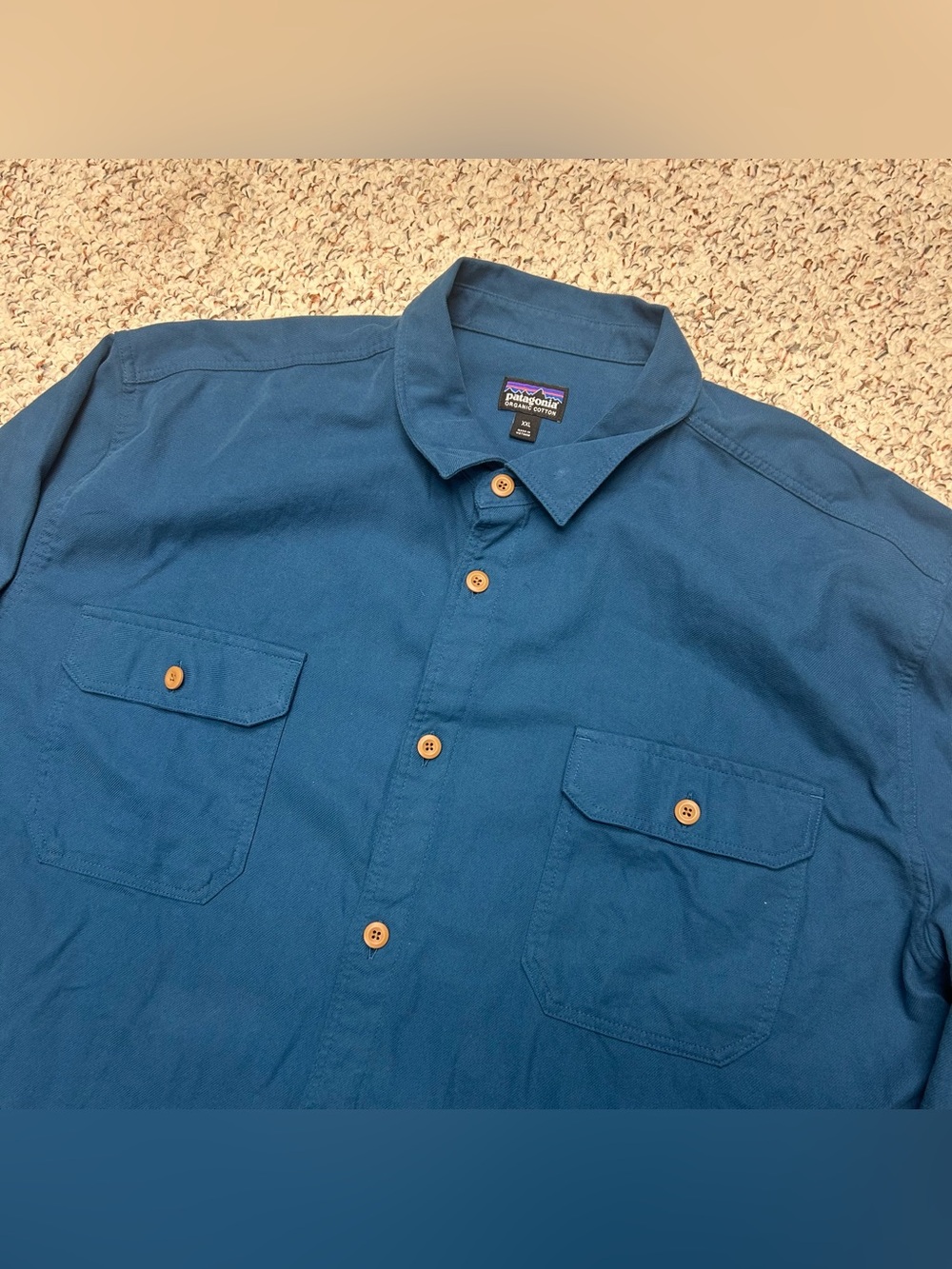 Patagonia Long-Sleeved Organic Cotton Midweight Fjord Flannel Shirt XXL Blue
